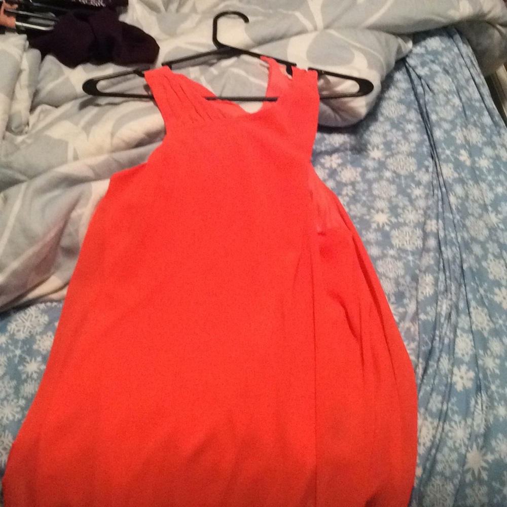 Bright pink/ orange short shift dress